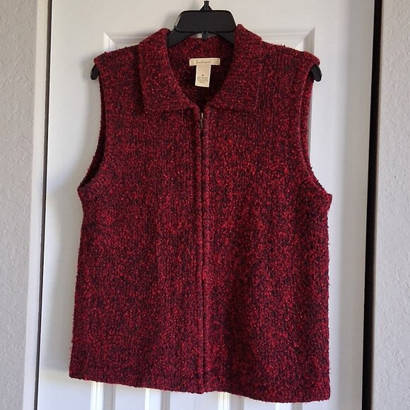 Bechamel Red Zip Cable Knit Sweater Vest Women's Size M - Picture 2 of 12